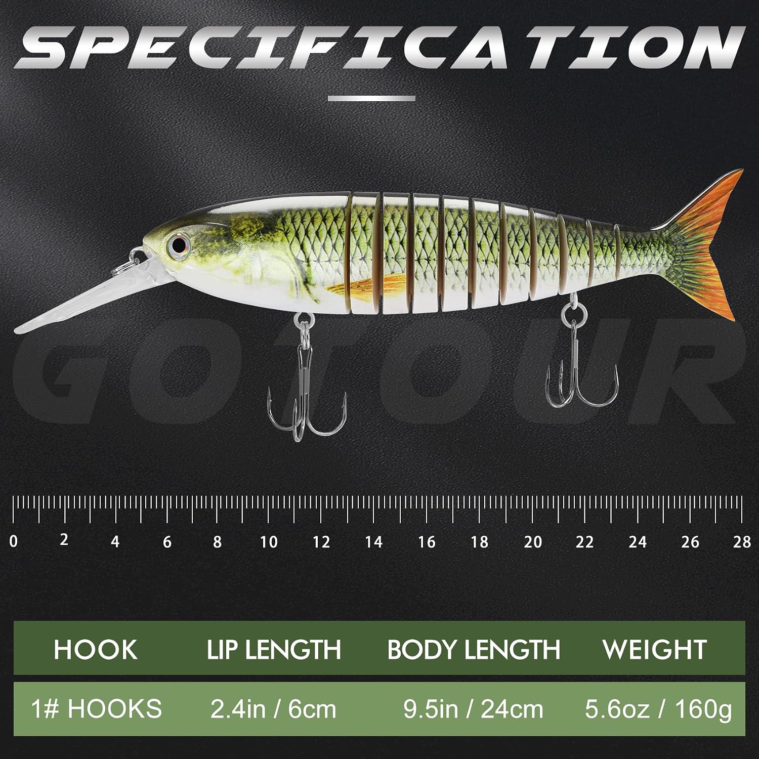 GOTOUR Jointed Swimbaits, Easy Catch Fishing Lures for Bass Trout Crappie