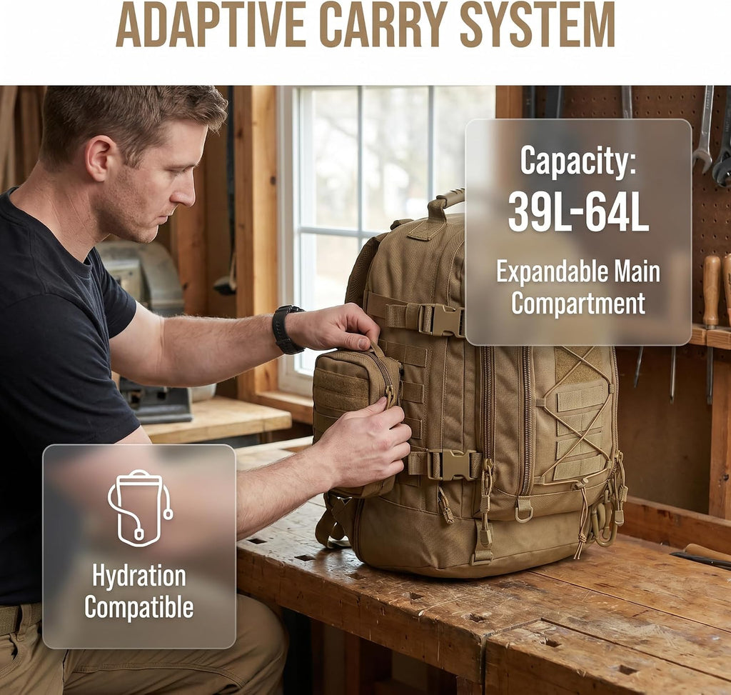 Miramrax Tactical Backpack Military Army Daypack - Assault Pack for Men Molle Backpacks Bug Out Bag 3 Day Pack for Hiking Camping Travel Hunting Rucksack Trekking Coyote