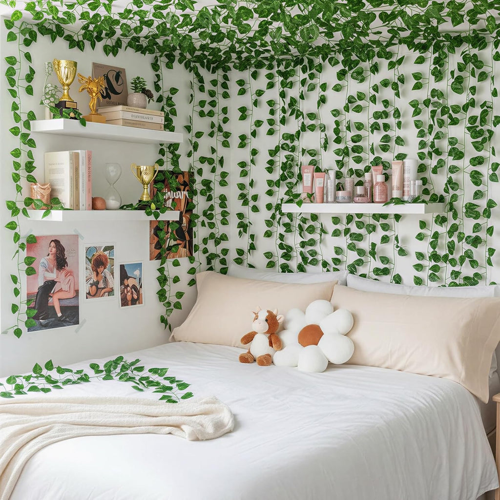 CEWOR Fake Vines for Room Decor 24 Pack 168ft Artificial Ivy Greenery Garland for Bedroom Wall Decor, Hanging Green Leaves for Party Wedding Christmas Decoration