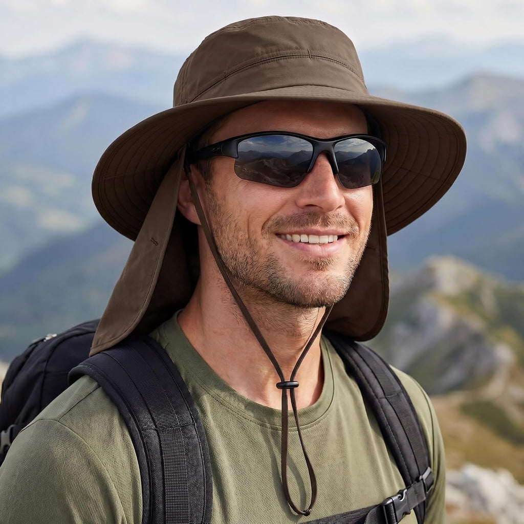 Connectyle Wide Brim Sun Hat for Men Women UPF 50+ Breathable Fishing Hat with Neck Flap Outdoor Hiking Safari Bucket Hats