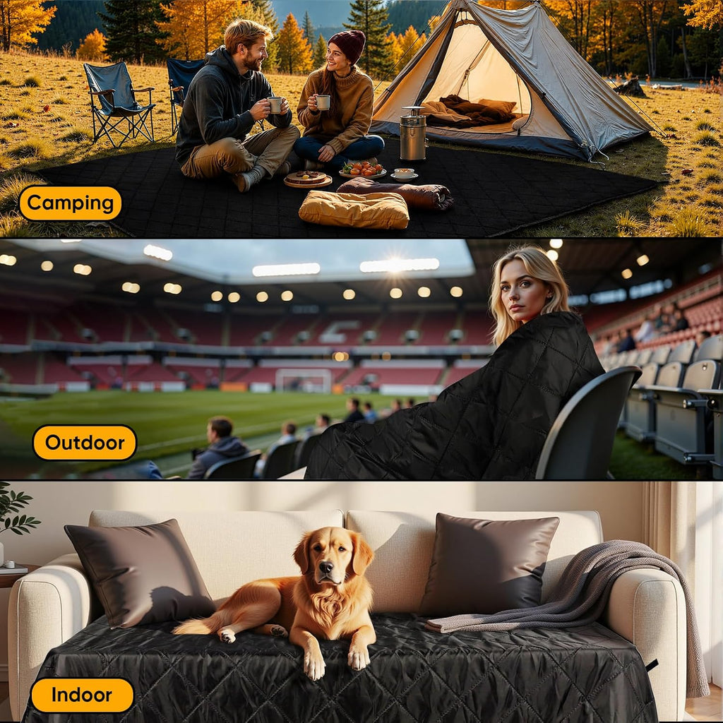 Waterproof Outdoor Blanket 82"x55", Windproof & Warm, 300 GSM Sherpa Lining