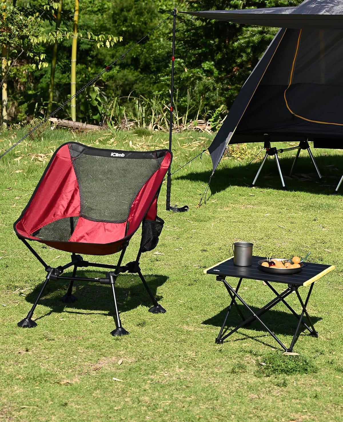 iClimb Ultralight Compact Camping Folding Table (Black - S)