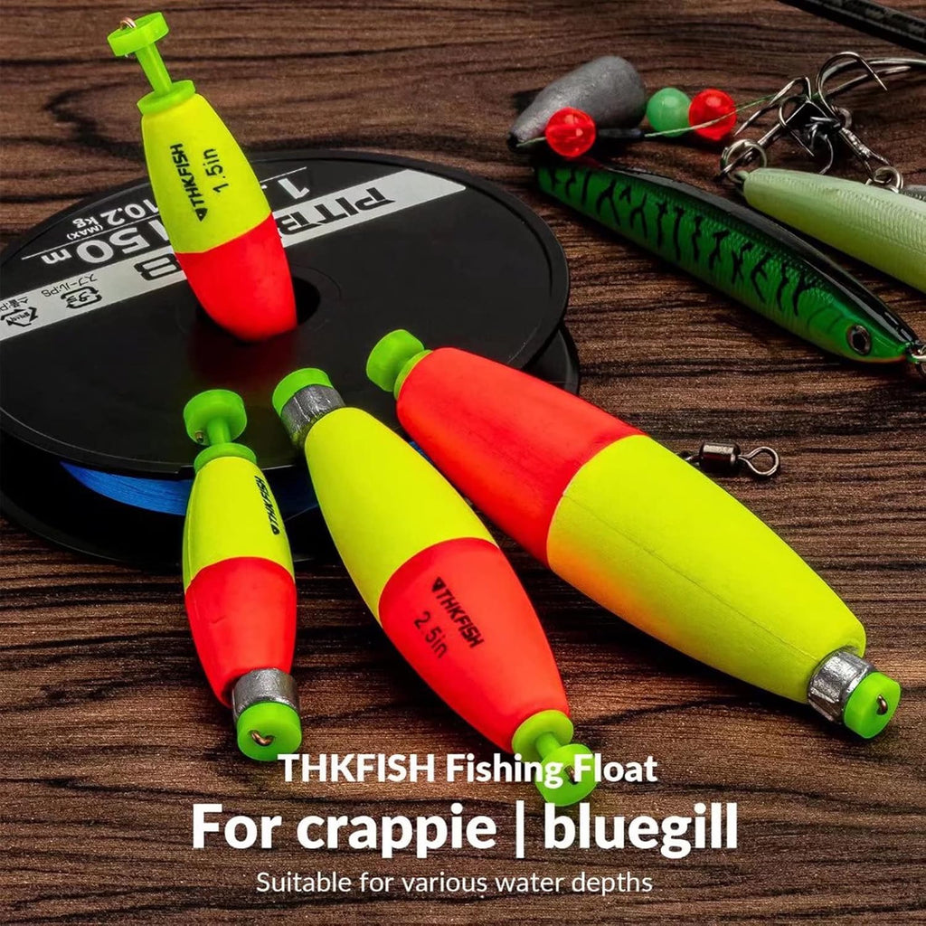 THKFISH Fishing Bobbers 5PCS EVA Foam Round Floats Red/Green Snap-On Spring Fishing Buoy Accessories for Freshwater Saltwater