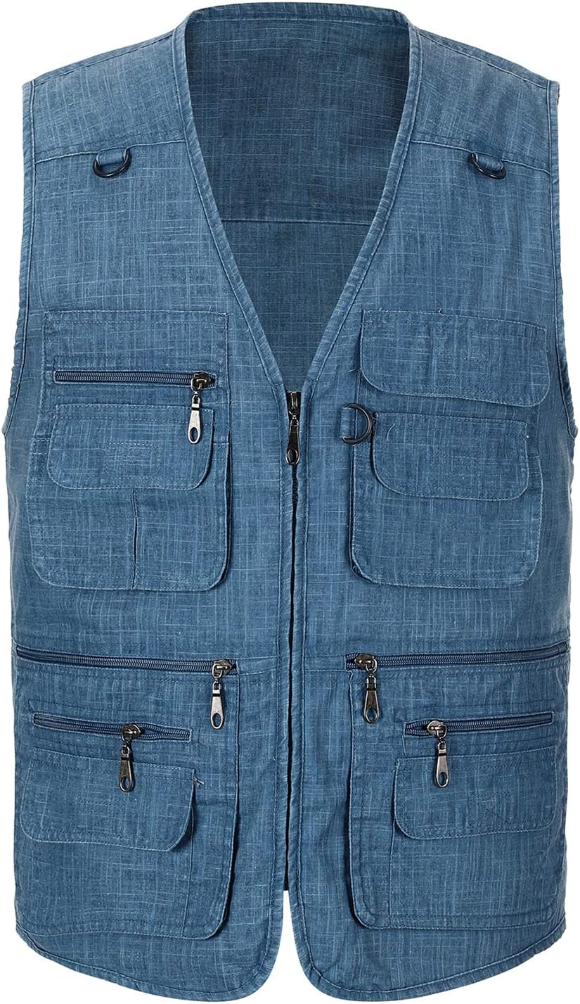 Spanye Mens Outdoor Fishing Vest Safari Travel Photography Vests Jacket Multi Pocket