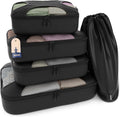 Shacke 5 Set Packing Cubes for Travel with Laundry Bag (Pure Black)
