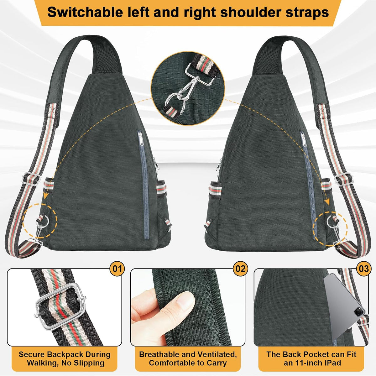 Crossbody Lunch Backpack, Double Deck Large Insulated leakproof Lunchbox