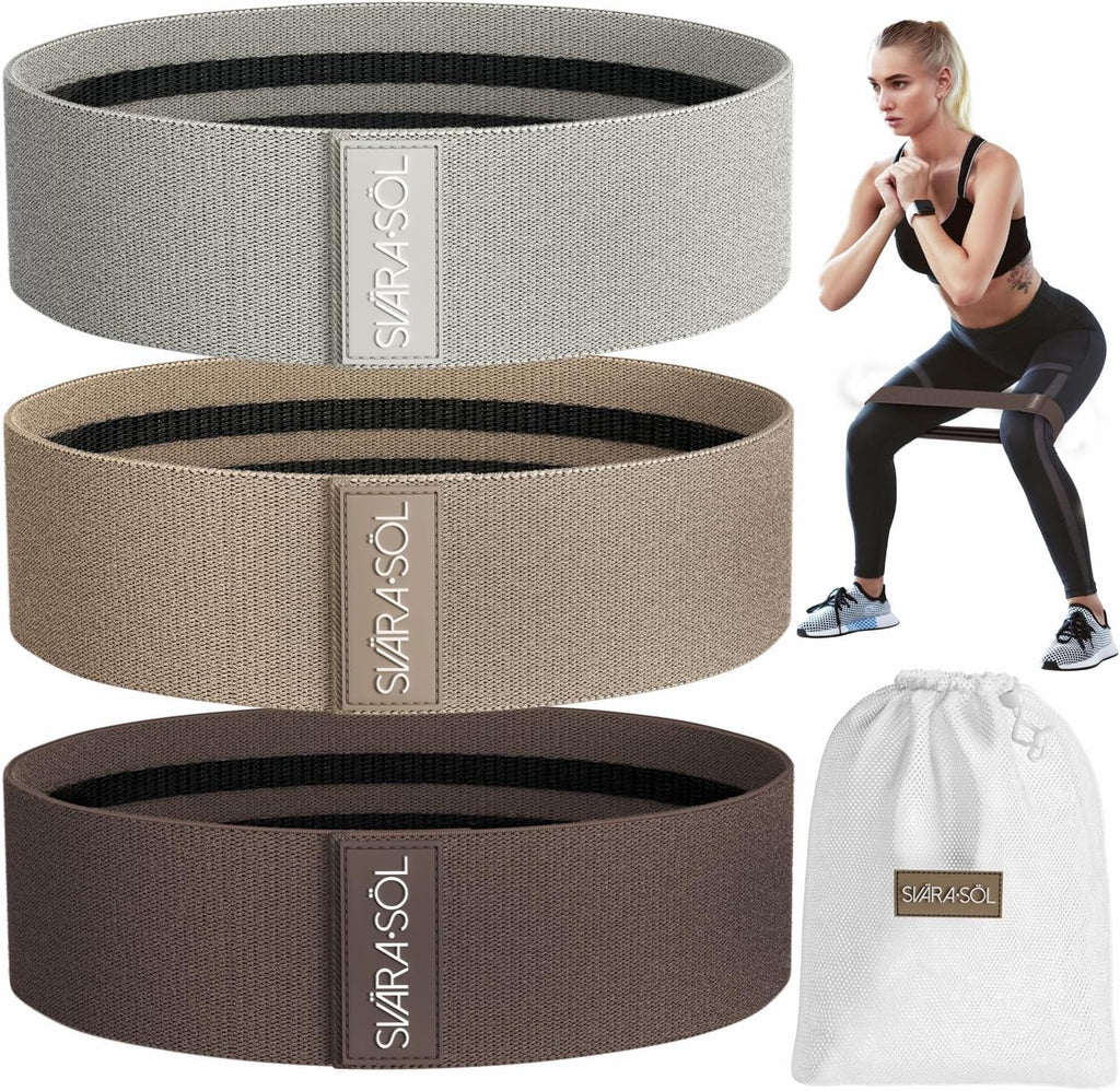 Fabric Resistance Bands Set of 3 for Legs, Glutes, Arms, Women Men Exercise
