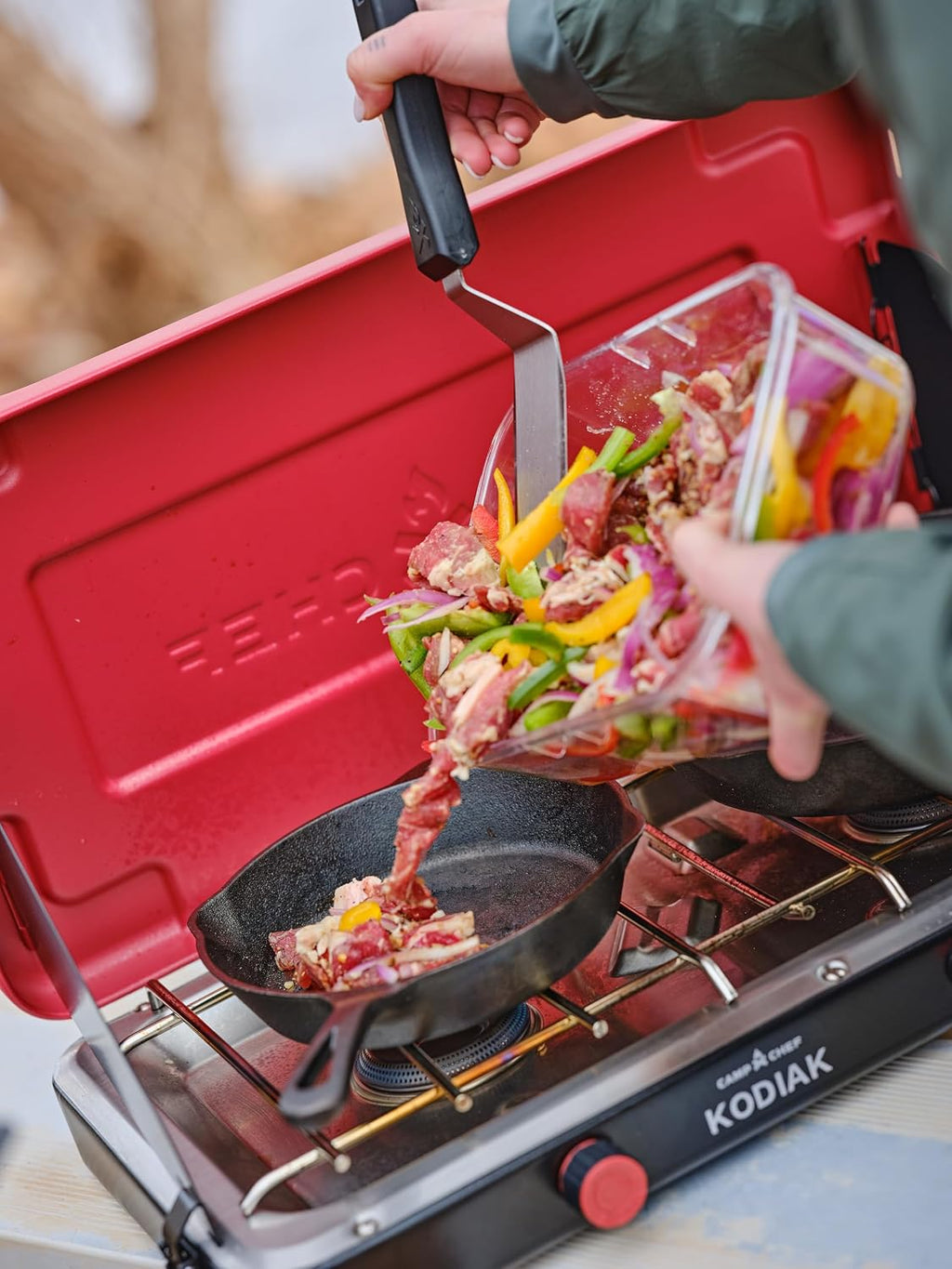Camp Chef Mountain Series Kodiak Two-Burner Stove, 10,000 BTU Each, Red
