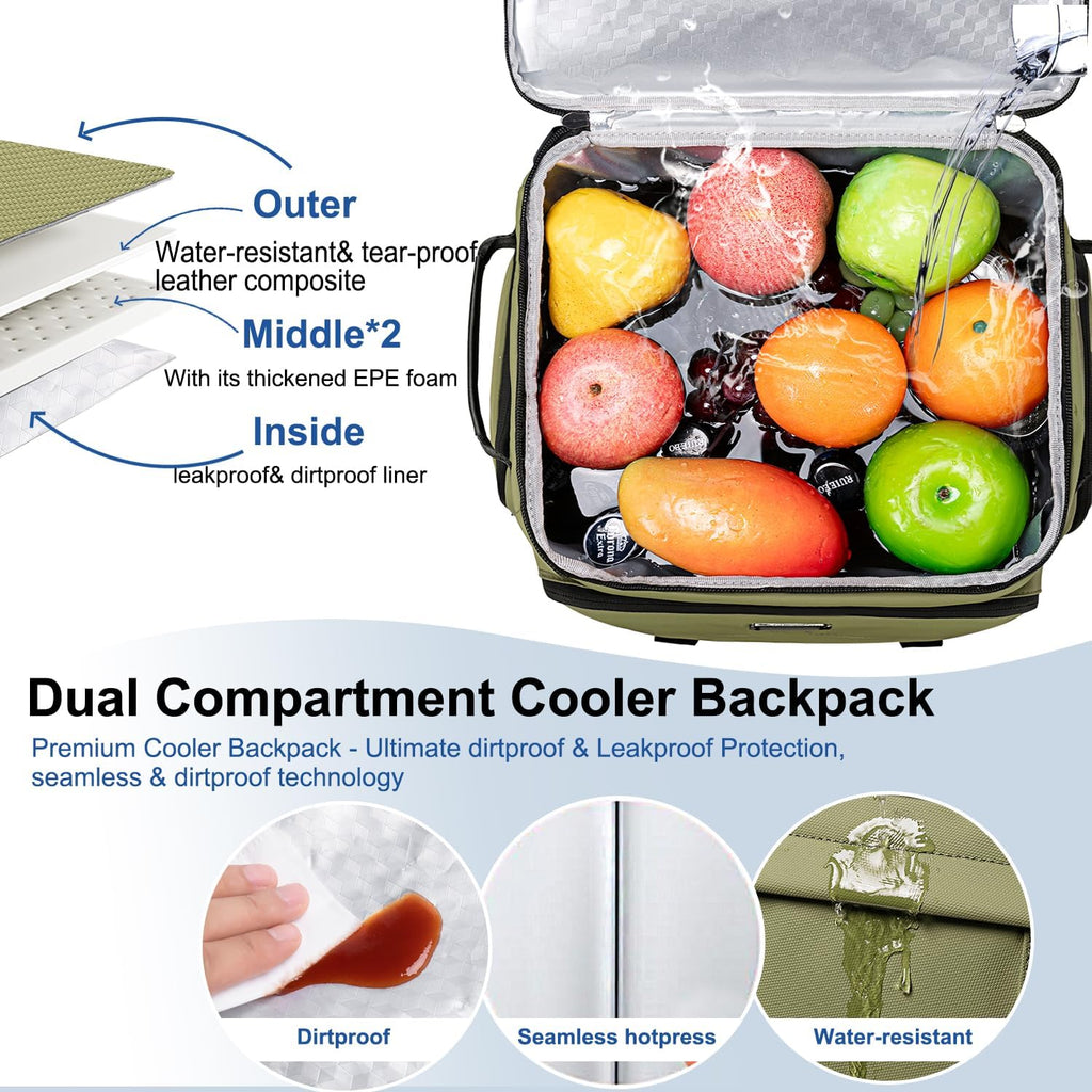 Weitars Insulated Cooler Backpack,Waterproof Soft Cooler Bag 31L/52 Can