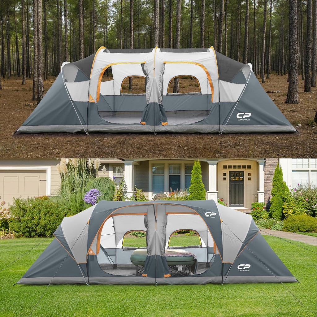 CAMPROS CP 12 Person Camping Tent, 3-Room Family Tent, Rainfly, Waterproof