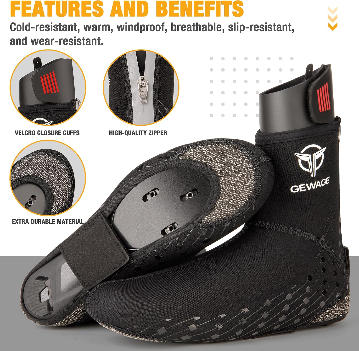 GEWAGE Cycling Shoe Covers -Warm Bike Shoe Covers - Windproof Mountain Road Cycling Overshoes - Cycling Shoe Cover for Men Women
