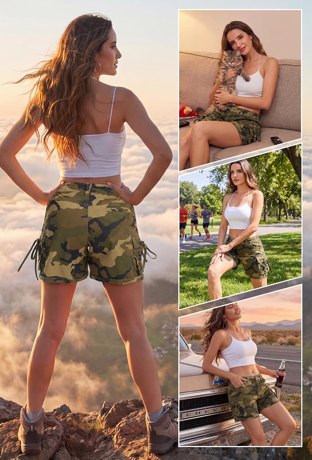 Women's Cargo Hiking Shorts, Lightweight with Pockets