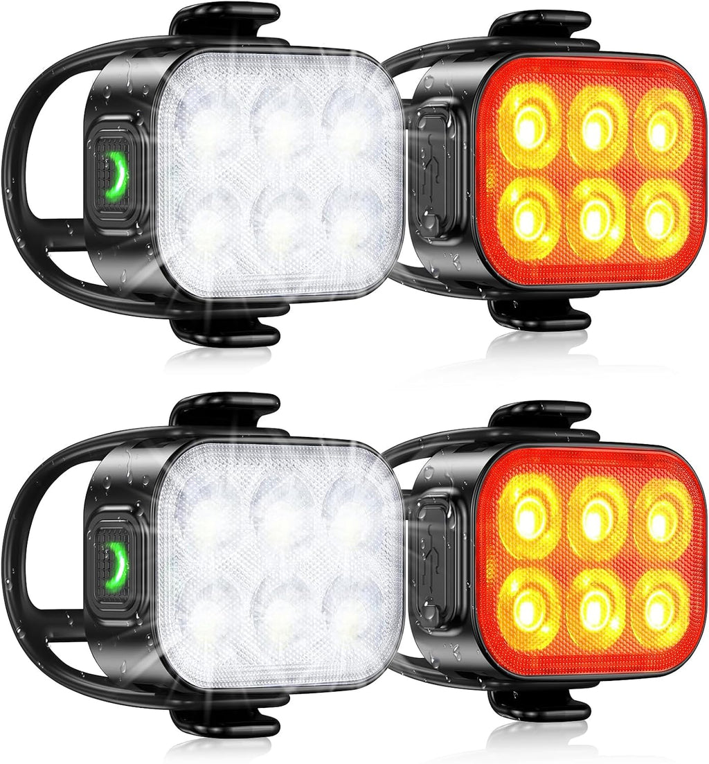 Zewdov Bike Lights for Night Riding, Rechargeable Bike Light Front and Back
