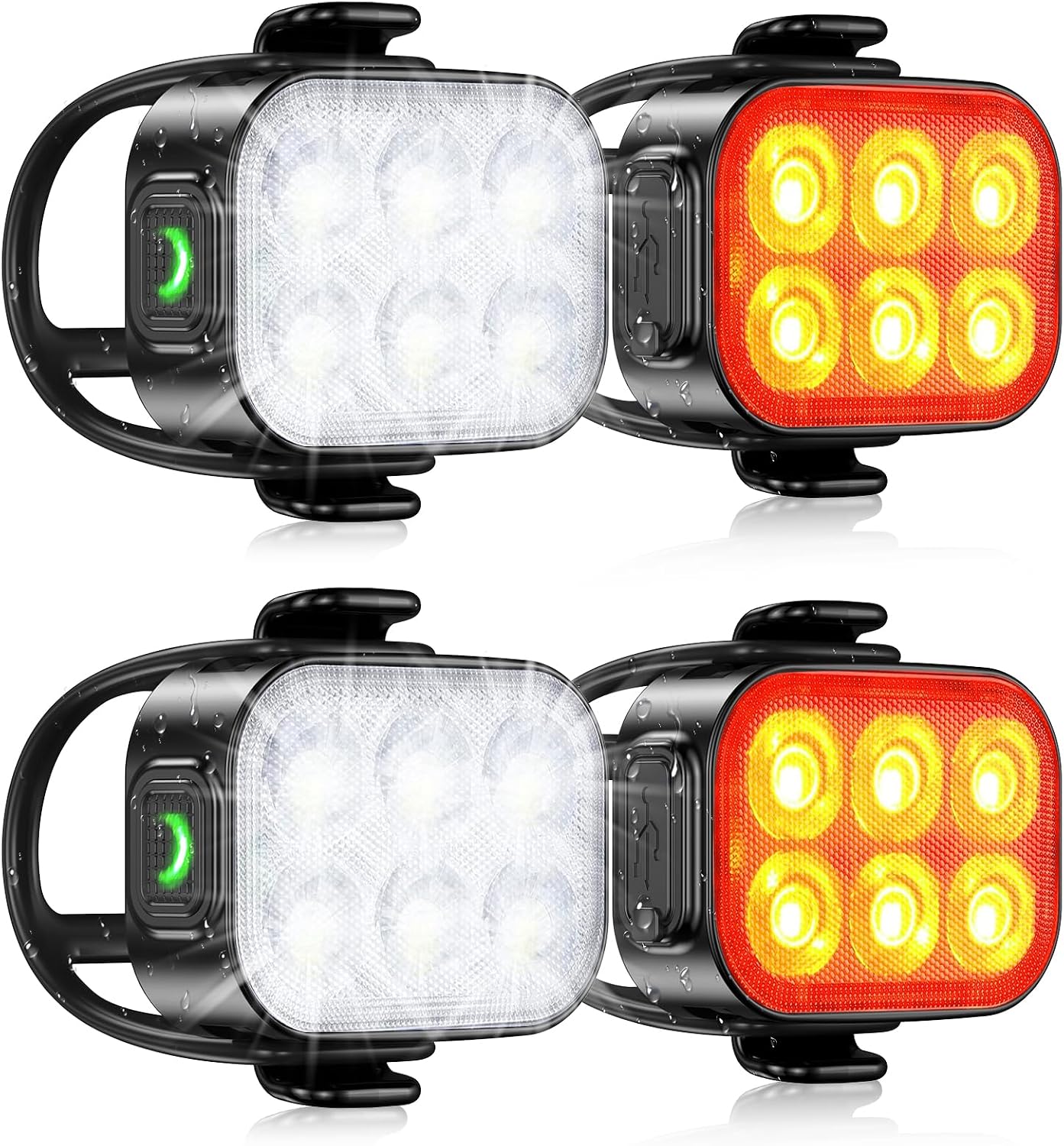 Zewdov Bike Lights for Night Riding, Rechargeable Bike Light Front and Back