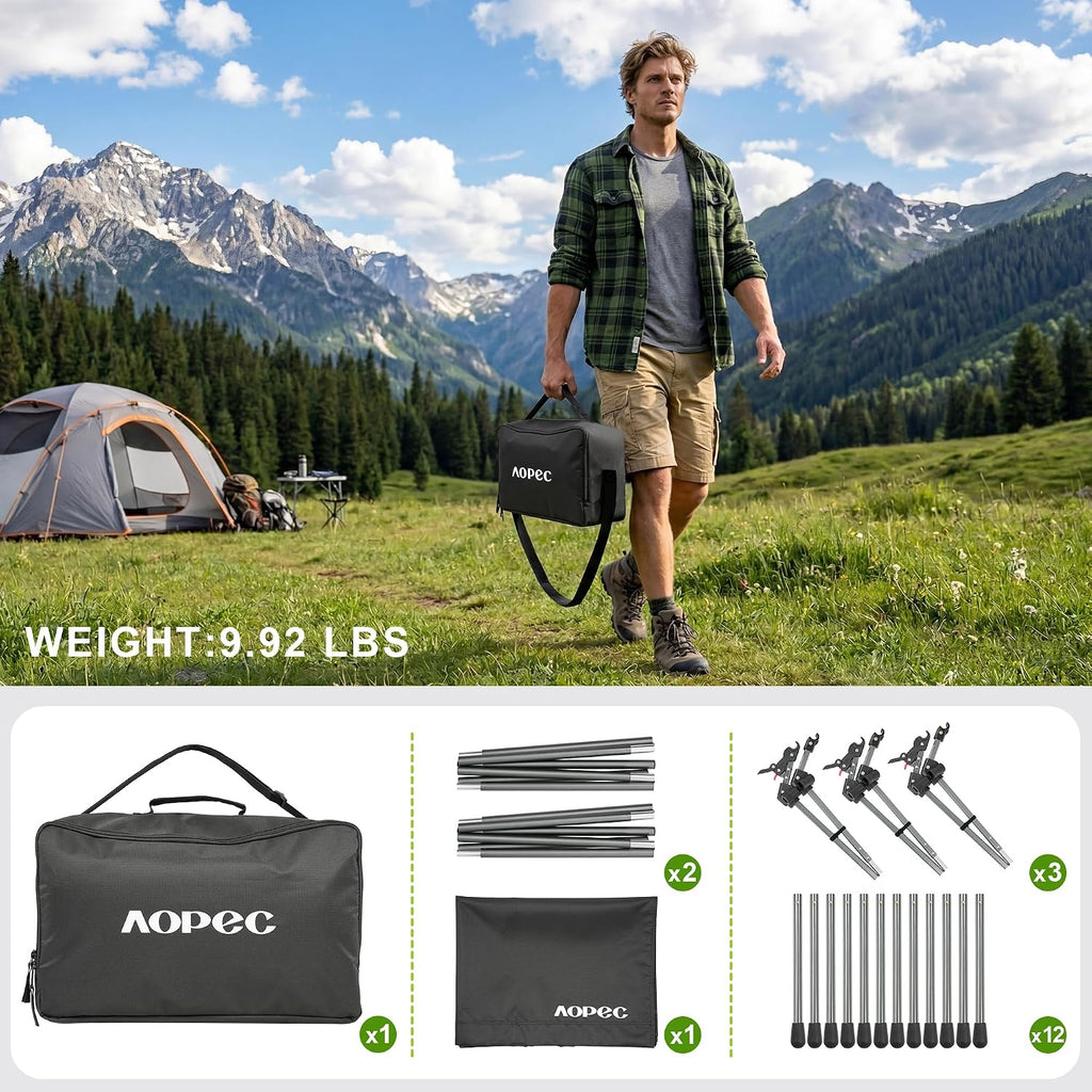 Height Adjustable Camping Cot, 350lbs Heavy-Duty Aluminum Frame, Black