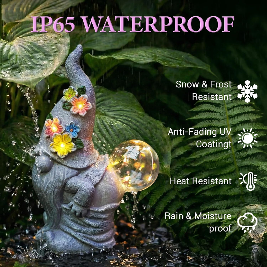 Solar Funny Garden Gnome Statue: Outdoor Lights Decorations