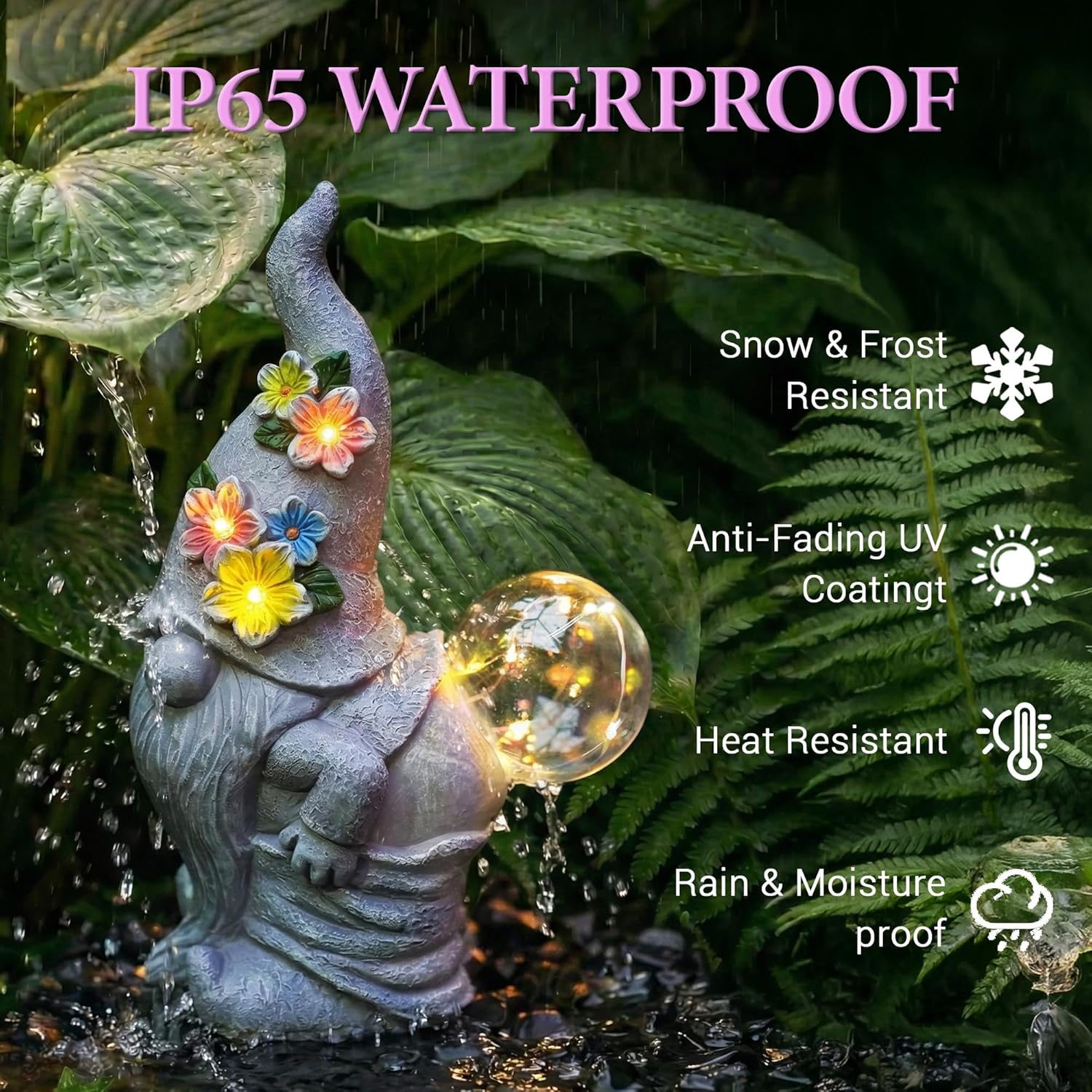 Solar Funny Garden Gnome Statue: Outdoor Lights Decorations