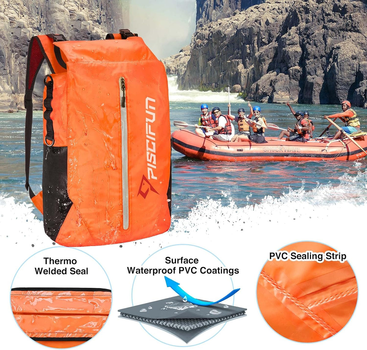 Piscifun Waterproof Floating Dry Backpack 10L/20L/30L