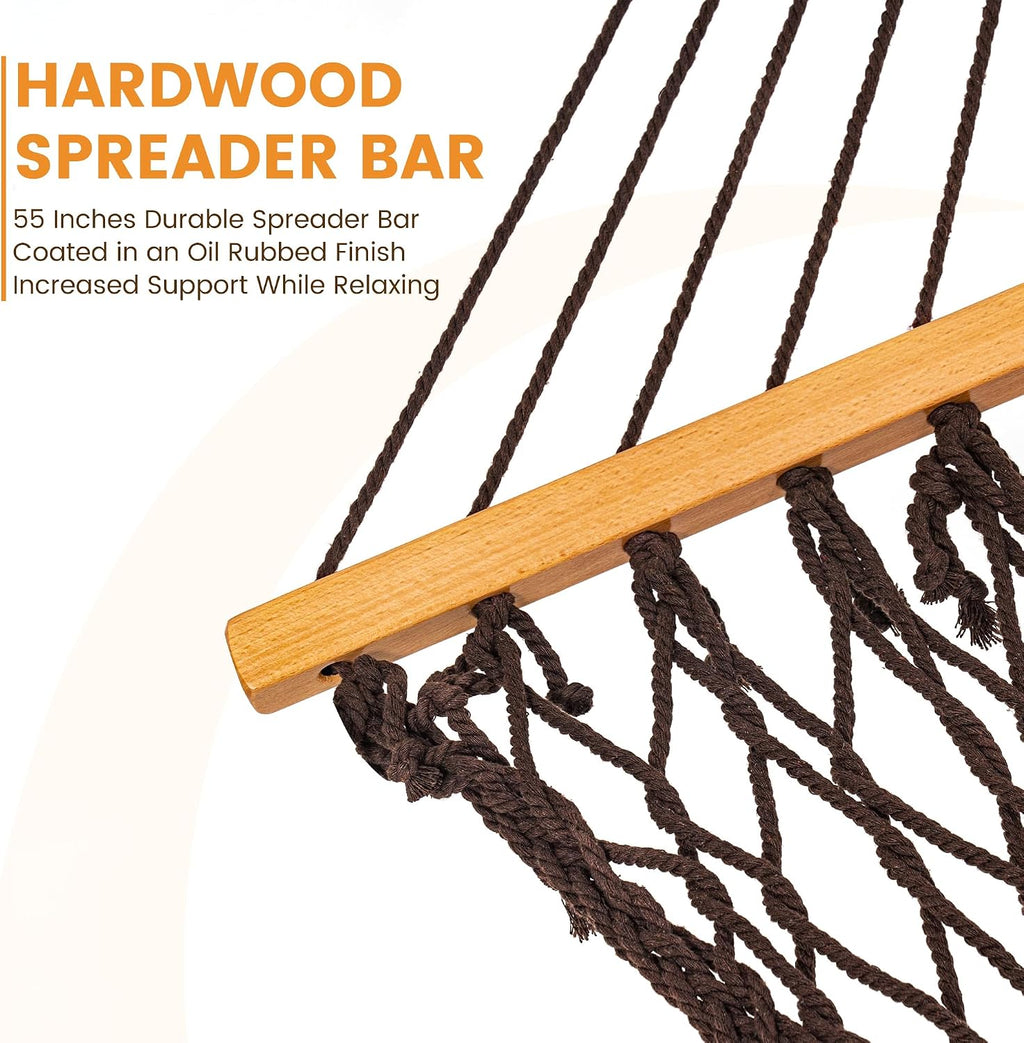 Lazy Daze Double Handwoven Rope Hammock for Outdoor Fits 12-13 Ft Stand
