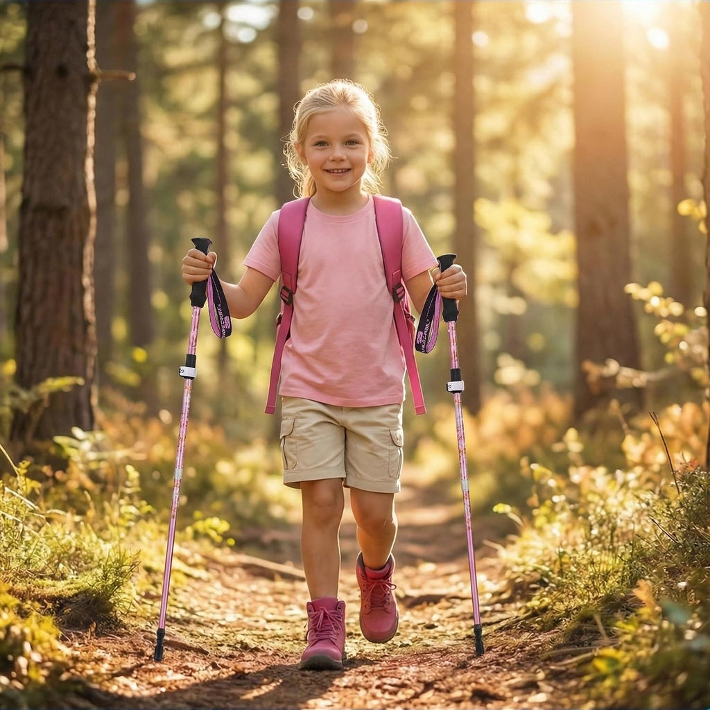 Kids Hiking Poles Lightweight Adjustable Trekking Sticks Collapsible
