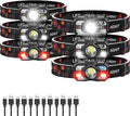 Headlamp Rechargeable 6Pack, 3000 Lumen Ultra-Light Bright Headlamp Flashlight with White Red Light, LED Headlight Motion Sensor, 5+5 Mode for Outdoor Camping Fishing Running Hiking (6)