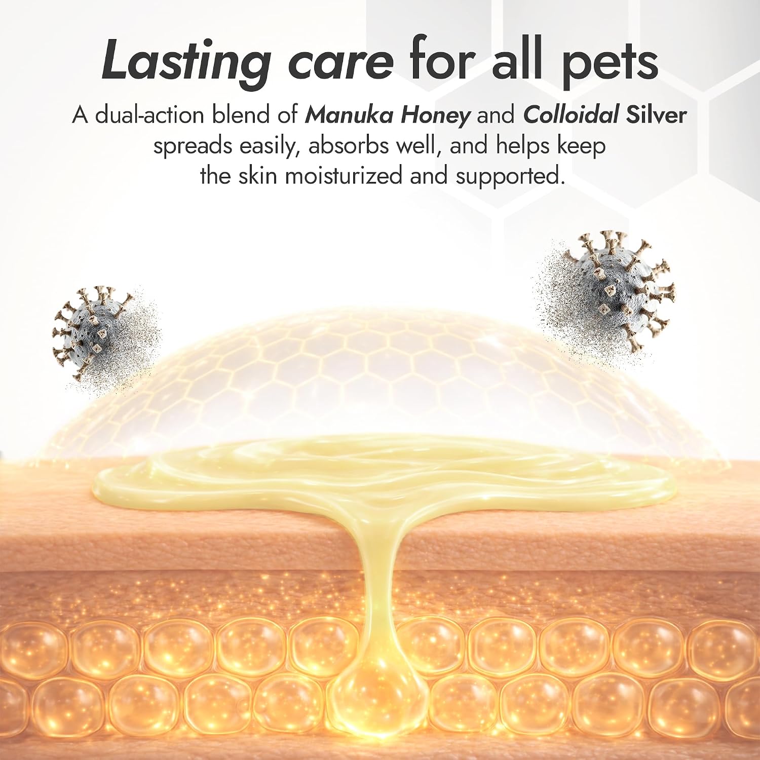 Manuka Honey Ointment 500+ MGO – Dog Hot Spot Treatment for Scratches, Burns, Irritations – Cat Wound Care with 55-PPM Colloidal Silver for Dogs – Manuka + Silver Healing Ointment in a 2-oz Tube