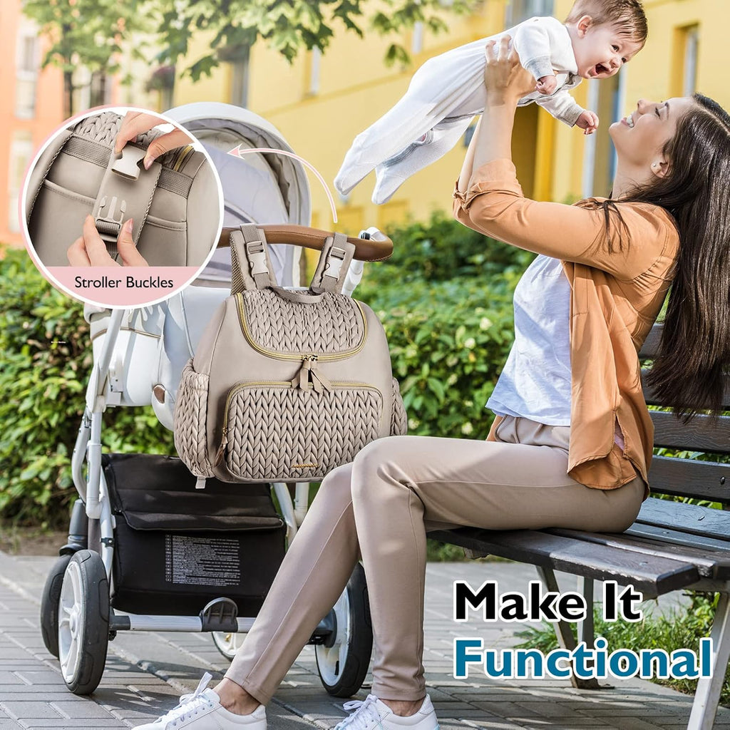 mommore Diaper Bag Backpack, Stylish Mini Baby Bag with Changing Pad