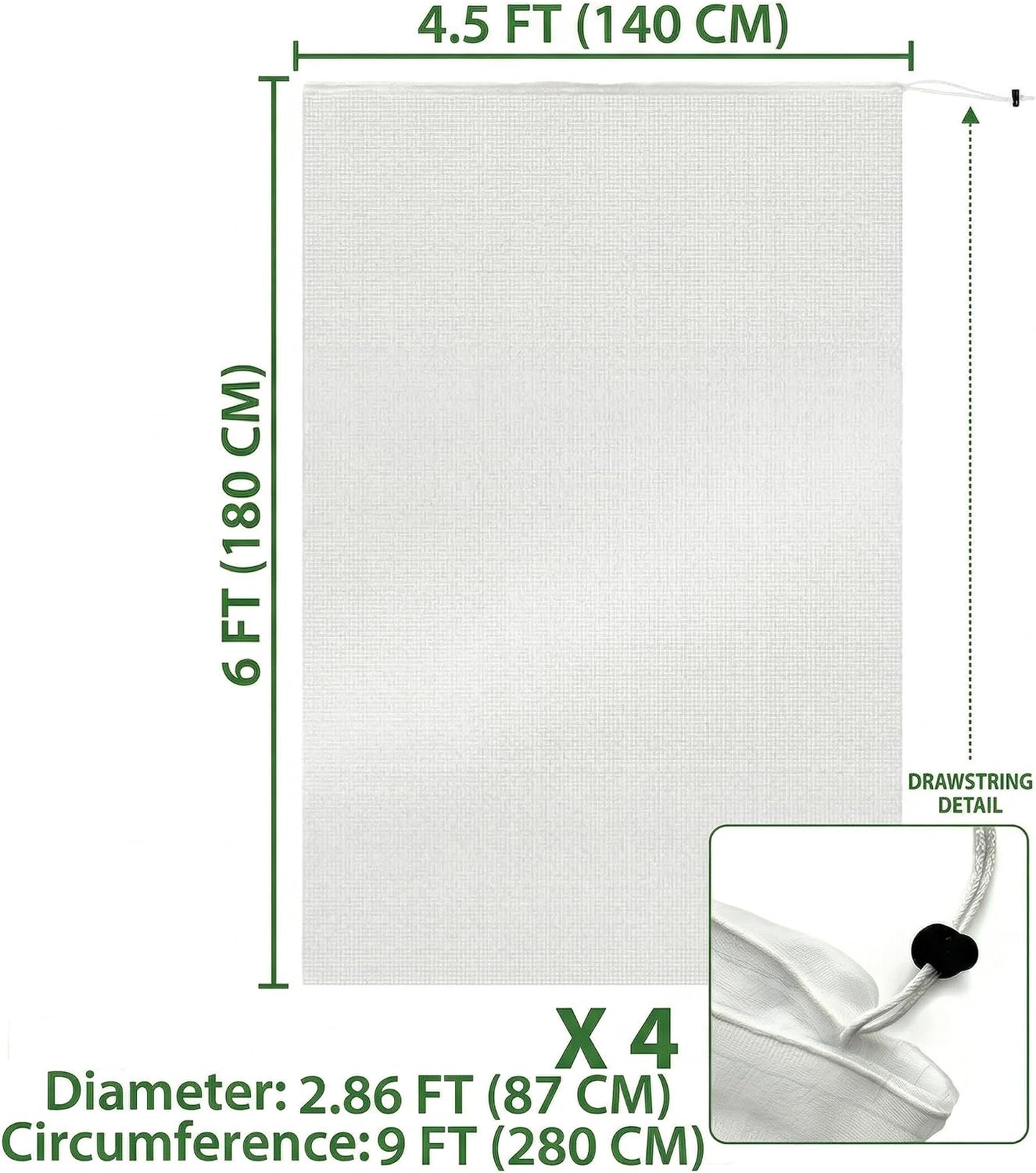 Fruit Tree Protection Bags 4.5x6 FT | Pack of 4 Garden & Insect Netting