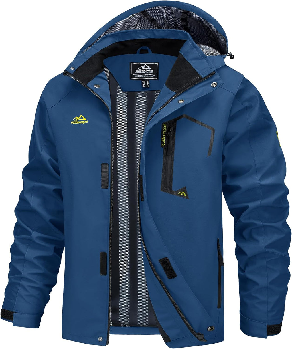 MAGCOMSEN Men's Lightweight Windbreaker Rain Jacket Raincoat with Detachable Hood for Hiking Fishing Activewear