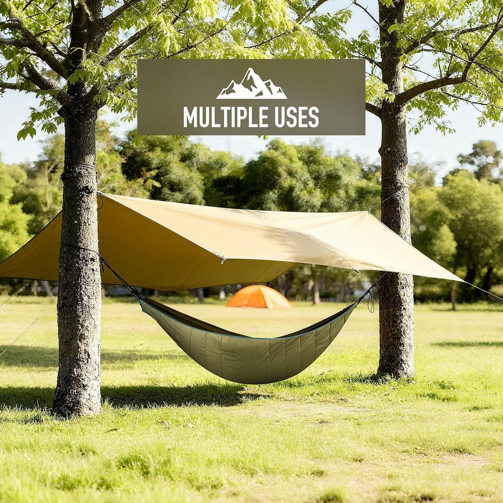 Hammock Underquilt, Insulated Camping Quilt for Warm Sleeping, Easy to Setup and Packable for Camping, Hiking, Travel, Beach, Backyard, Patio (Army Green)