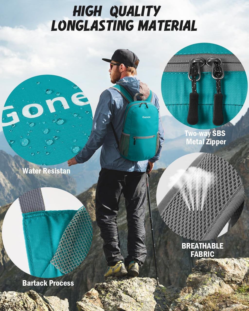 Gonex Packable Daypack Backpack 20L Lightweight Foldable Travel Bag