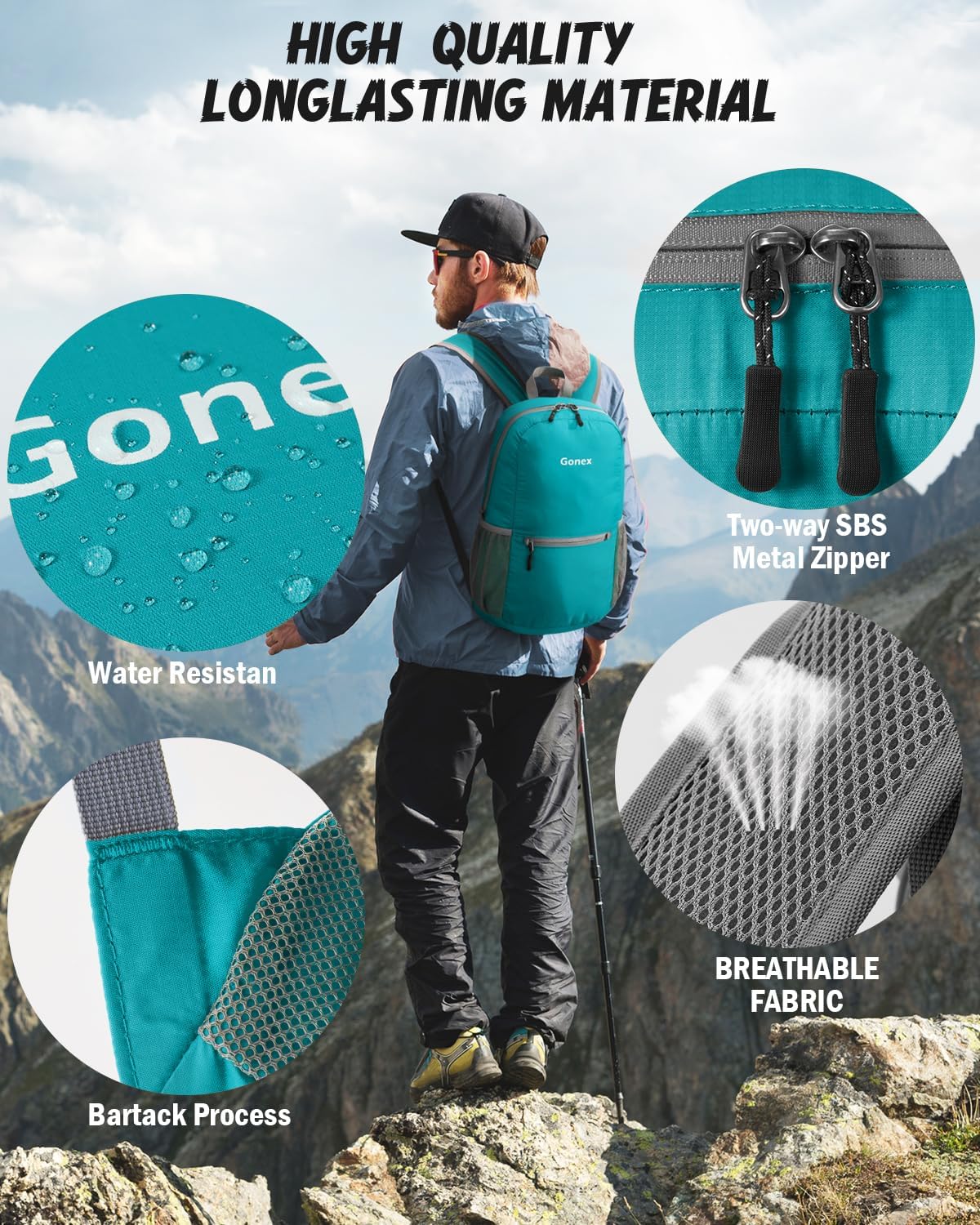 Gonex Packable Daypack Backpack 20L Lightweight Foldable Travel Bag
