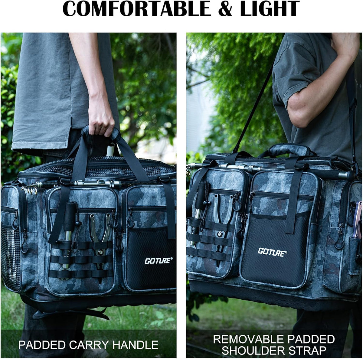 Goture Large Tackle Bag, Water Resistant Saltwater Gear Storage