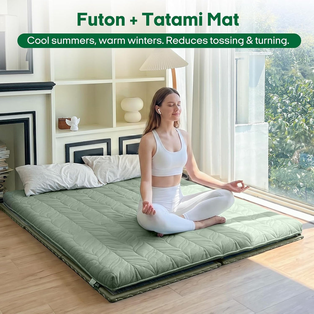 ZonLi Japanese Tatami Mat, Foldable Floor Sleeping Pad Futon Mattress