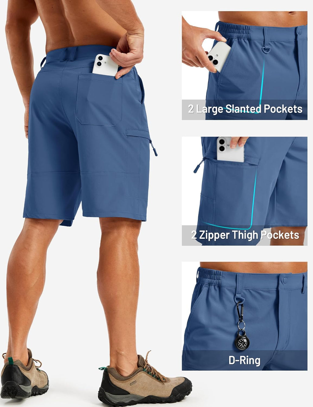 TACVASEN Men's Hiking Cargo Shorts 10 inch Quick Dry Lightweight Waterproof