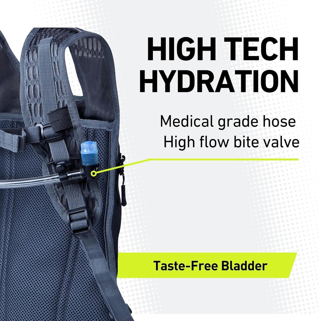 VibrelliVibrelli Hydration Backpack & 2L Hydration Bladder - High Flow Bite Valve - Hydration Pack for Cycling, Running, Hiking