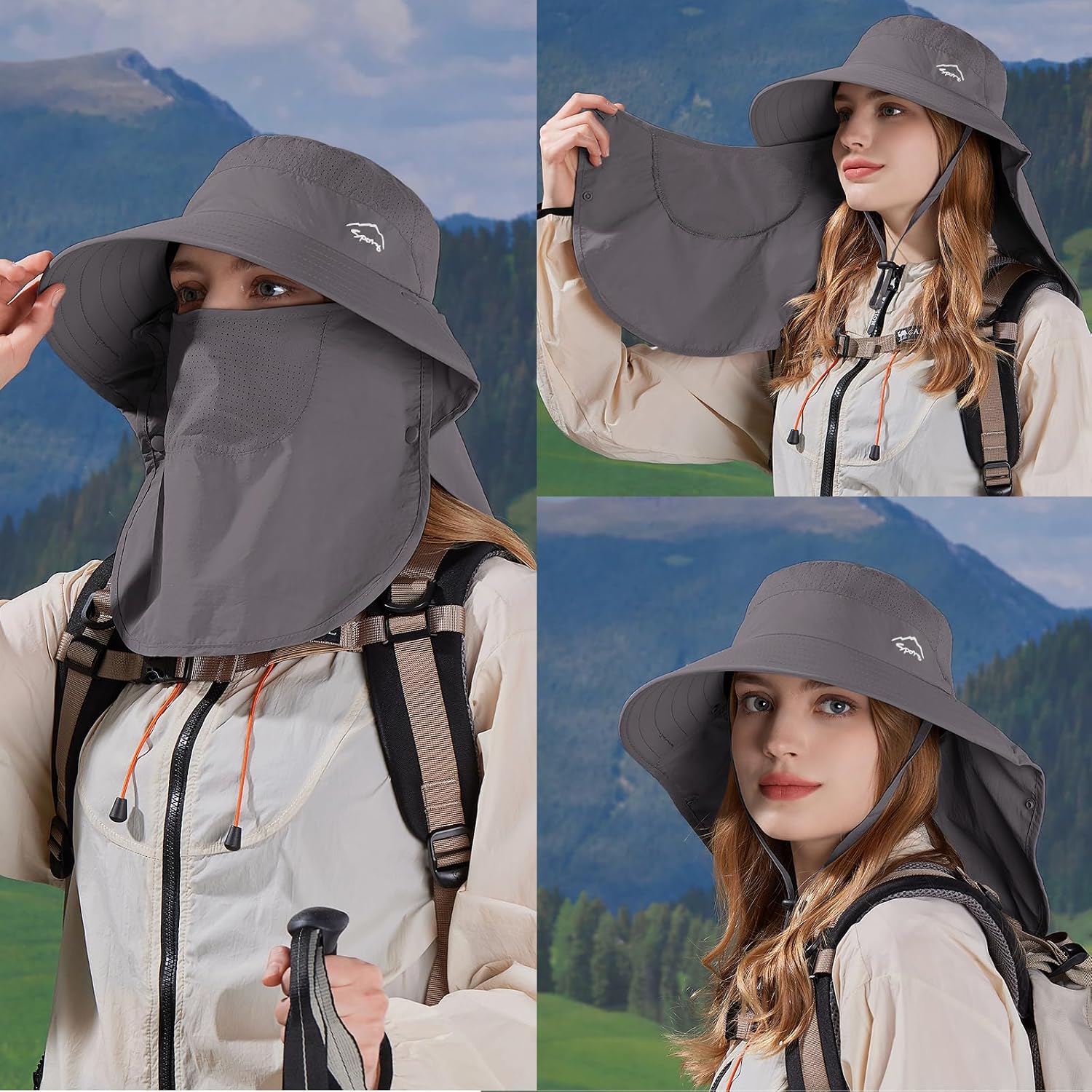 Sun Hat for Men Women with Neck Flap,UPF 50+ UV Protection Fishing Hat
