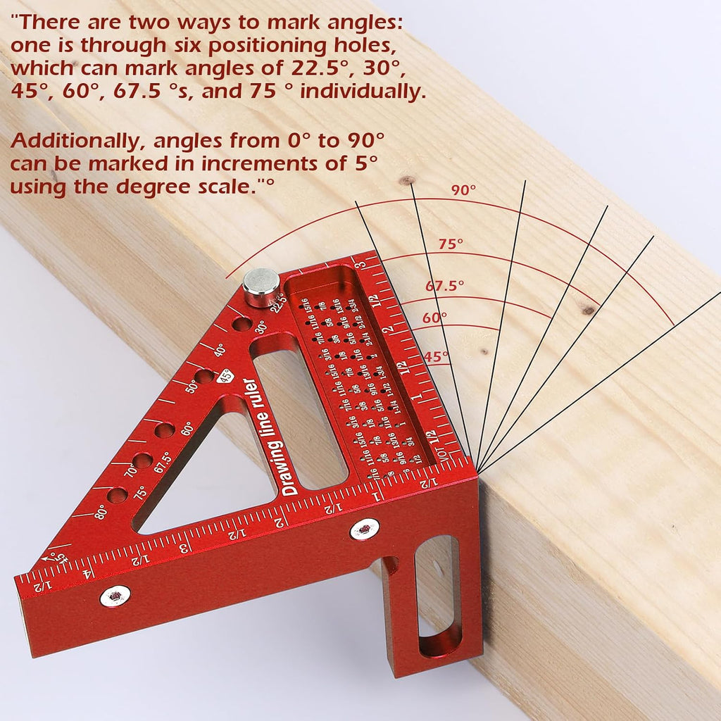 3D Multi-Angle Measuring Ruler -Precision Woodworking 3D Square Protractor