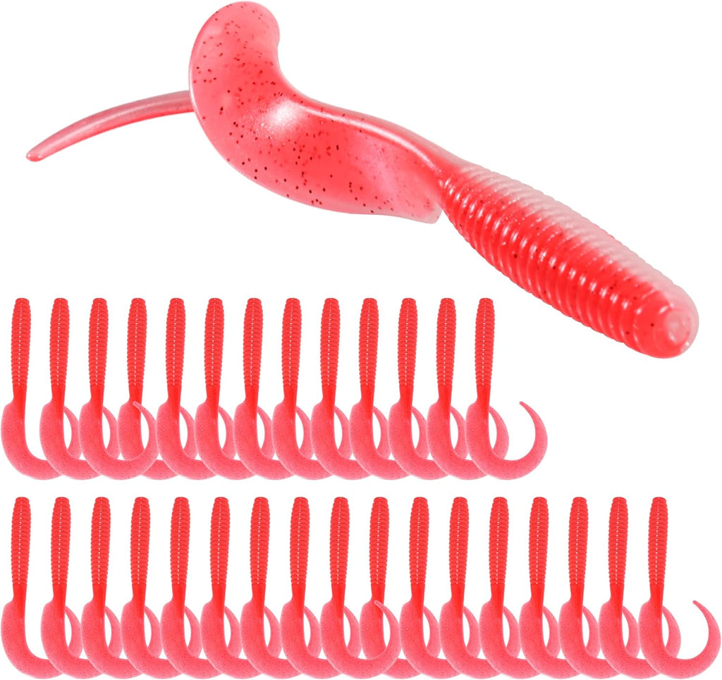 Curly Style Tail Worms Fishing Lures – Realistic Wavy Tail Soft Bait Grub Swimbaits for Saltwater & Freshwater Fishing, Available in 4 Inch & 6 Inch, Perfect for Bass, Trout, Crappie, & More
