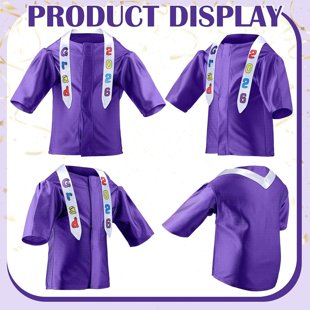 Chicingyou Small Dog Graduation Cap and Gown 2026 with Stole Washable Shirt and Hat Pet Graduation Gown Costume Outfit for Tiny Dog Little Cat Doll Clothes Holiday Halloween Costume Accessory(Purple)
