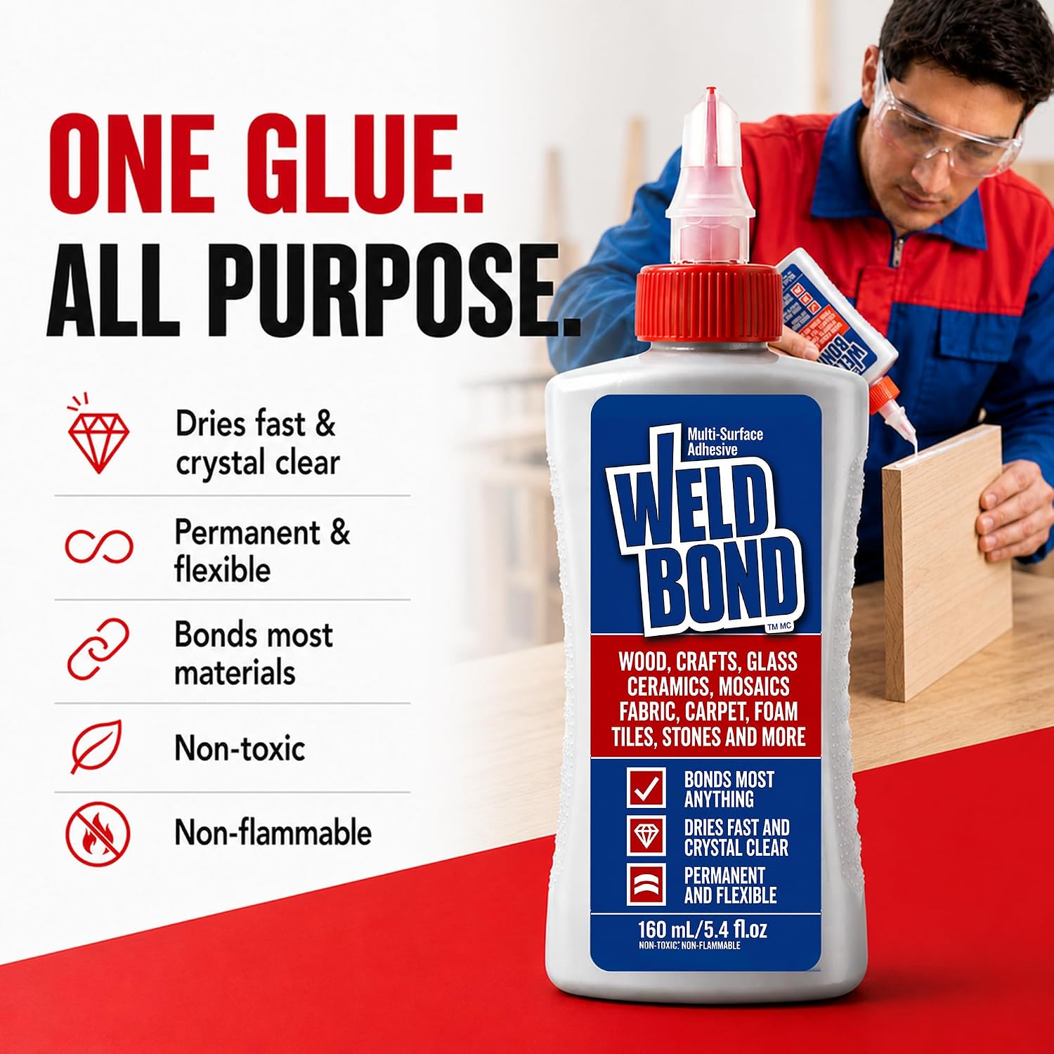 Weldbond Multi-Surface Glue Non Toxic for Mosaic Wood Craft 5.4oz (2 Pack)