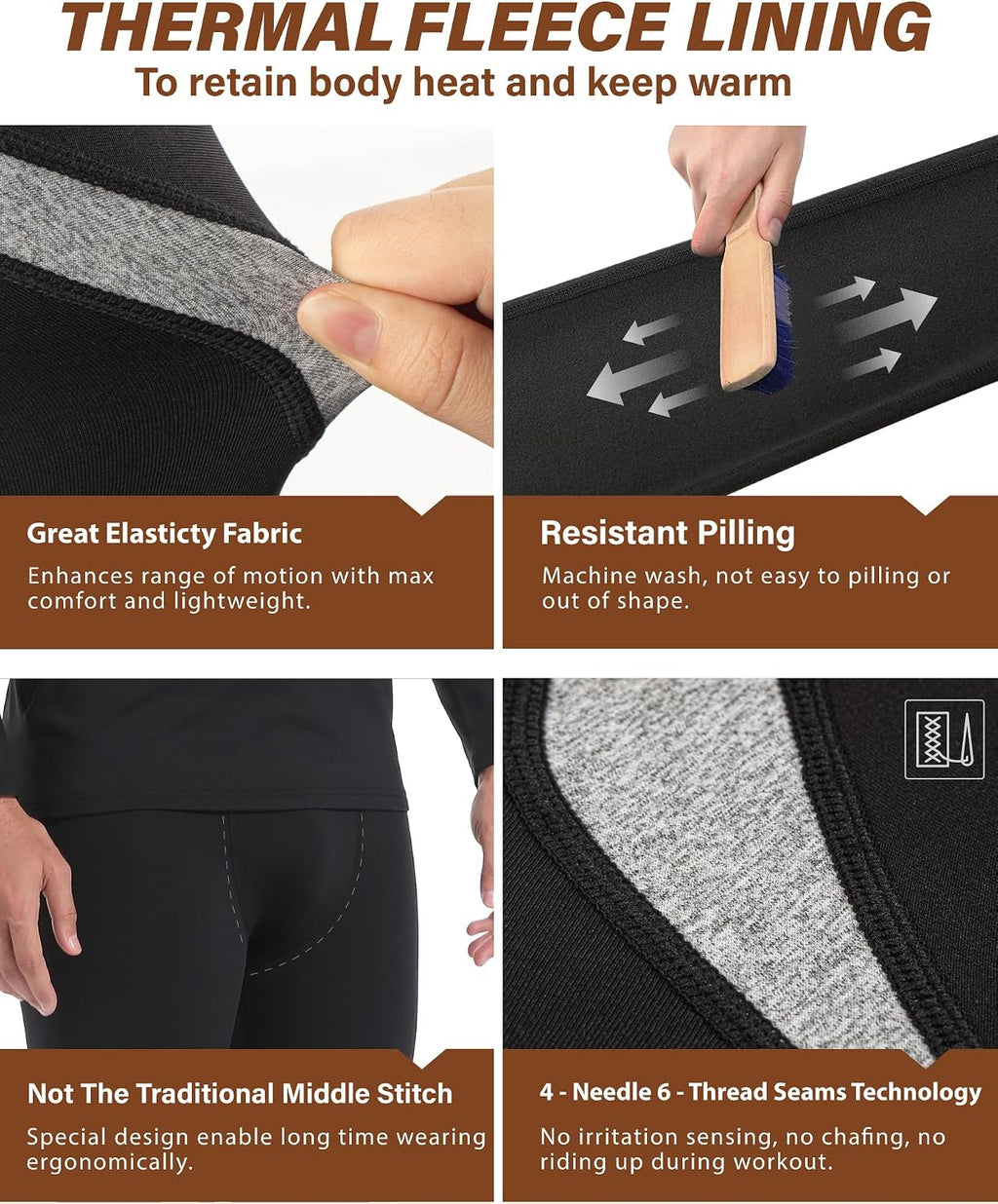 Muezna Men's Thermal Top and Bottom Set Underwear Long Johns Base Layer