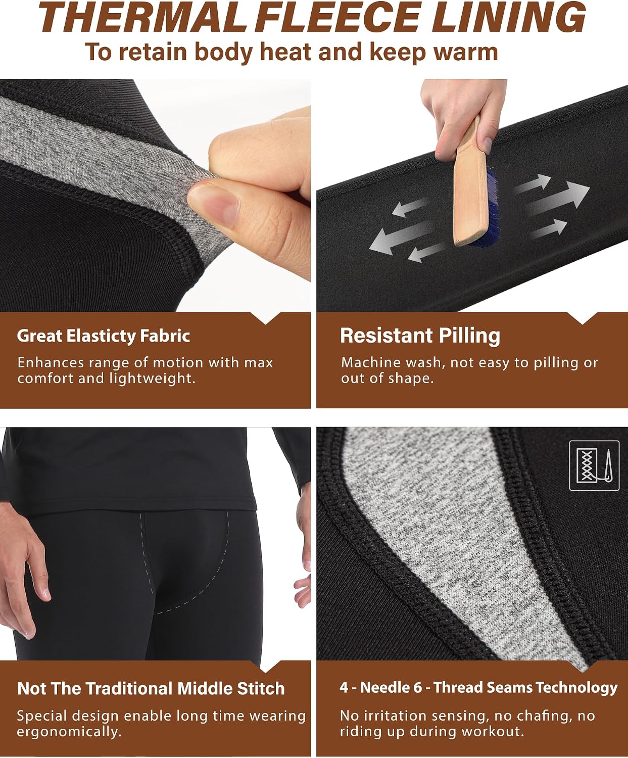 Muezna Men's Thermal Top and Bottom Set Underwear Long Johns Base Layer