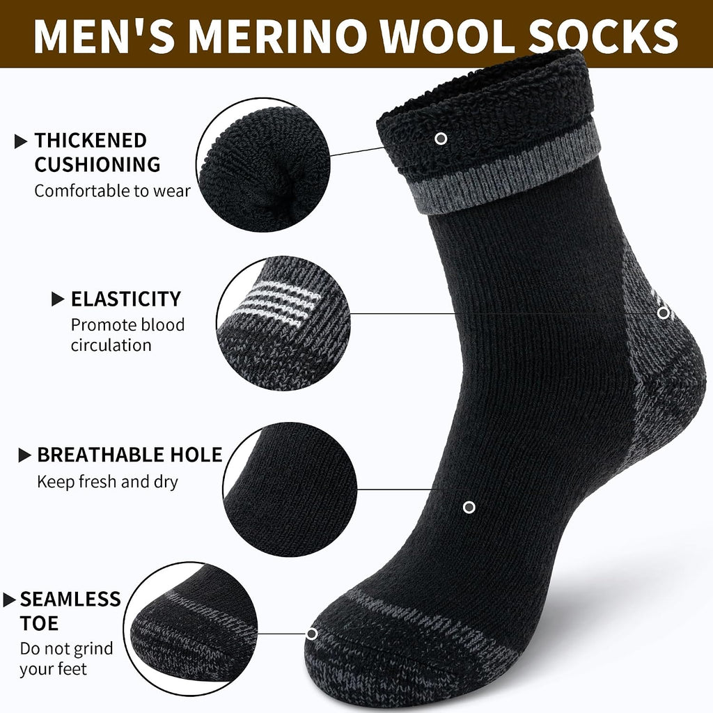 Time May Tell Merino Wool Hiking Boot Socks Cushioned Warm Outdoor Socks