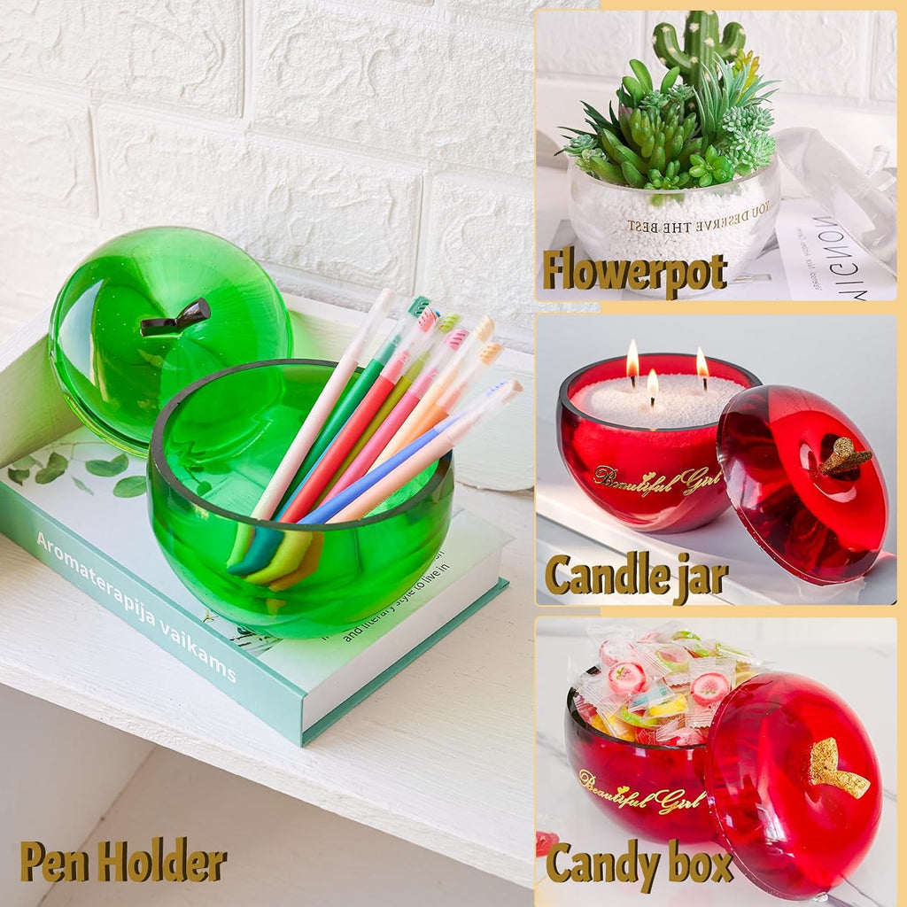 5“ Large Apple Jar Resin Mold, Jar Mold Christmas Epoxy Resin Mold with Lid