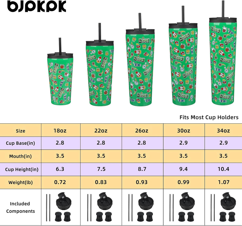 BJPKPK 26 oz Coffee Tumbler with Straw, Insulated Stainless Steel Cup
