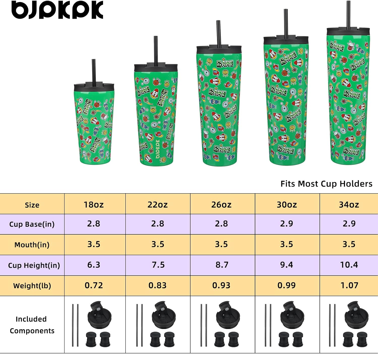 BJPKPK 26 oz Coffee Tumbler with Straw, Insulated Stainless Steel Cup