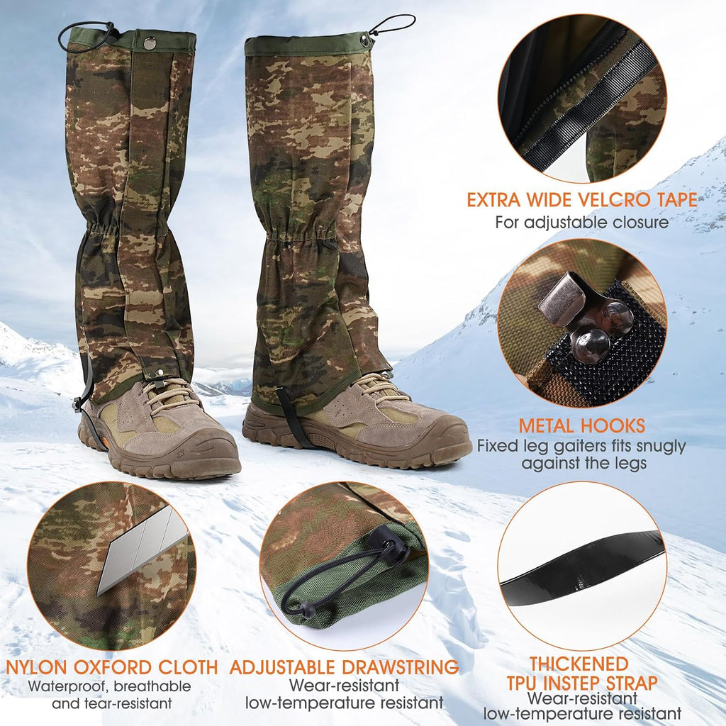 Waterproof Hiking Gaiters, Outdoor Snow Boot Gaiters