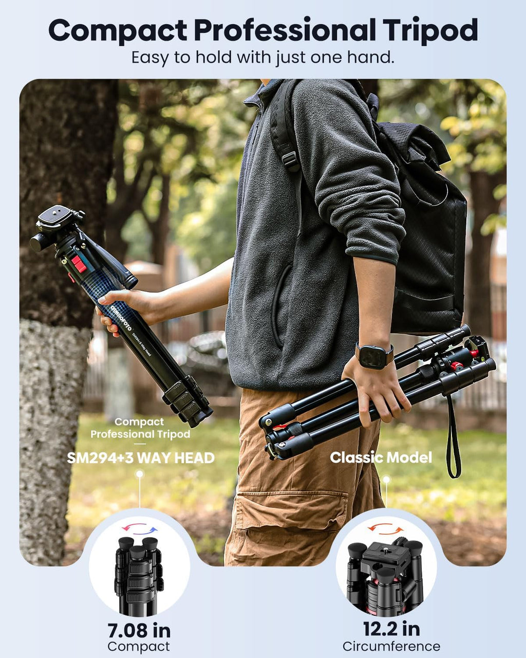 CAMBOFOTO 68 Inch Video Tripod with Pan Handle for Camera Phone Camcorder