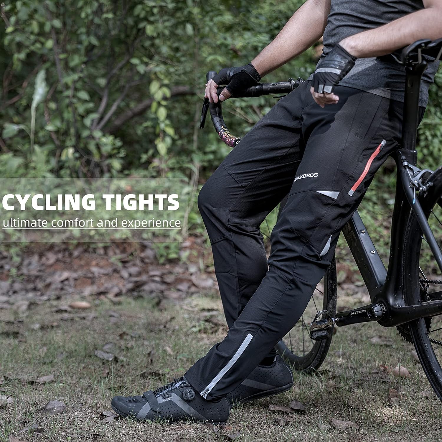 ROCKBROS Men's Cycling Pants, Windproof Quick Dry Bike Pants with Pockets
